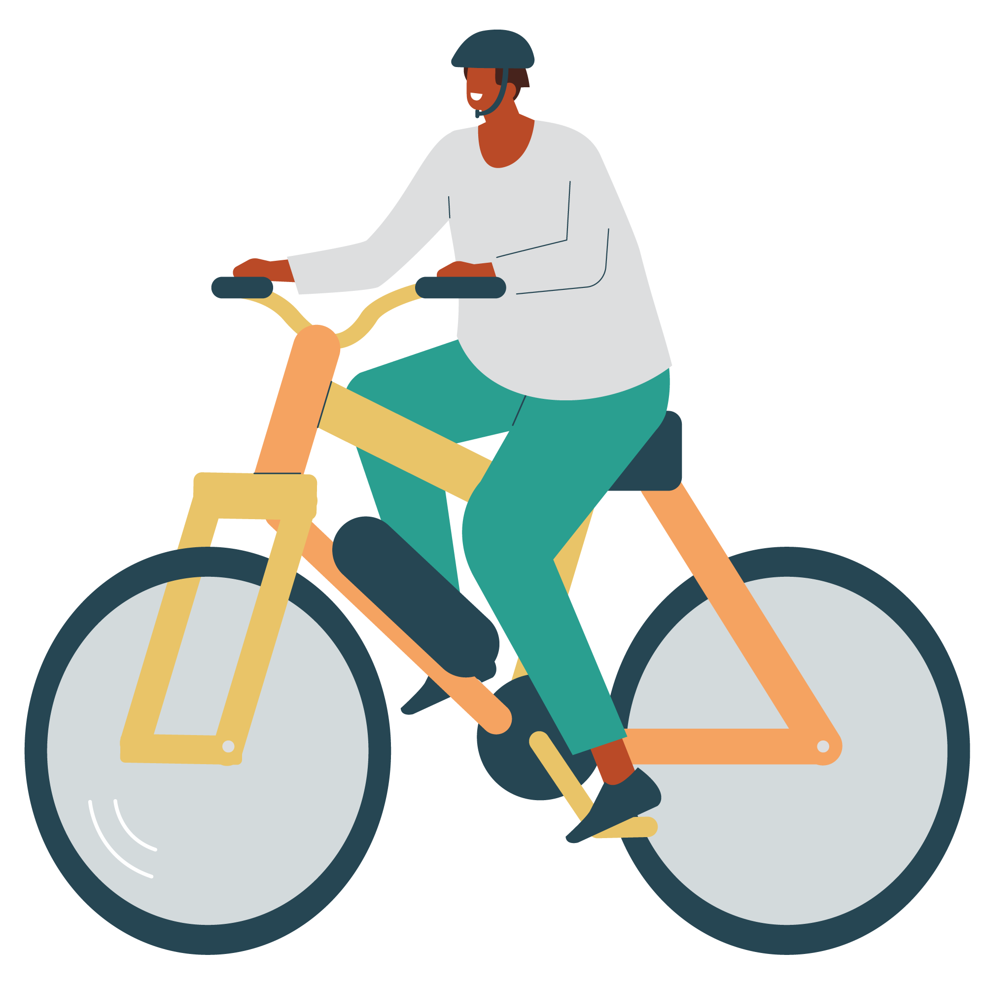 Cyclist with a helmet on